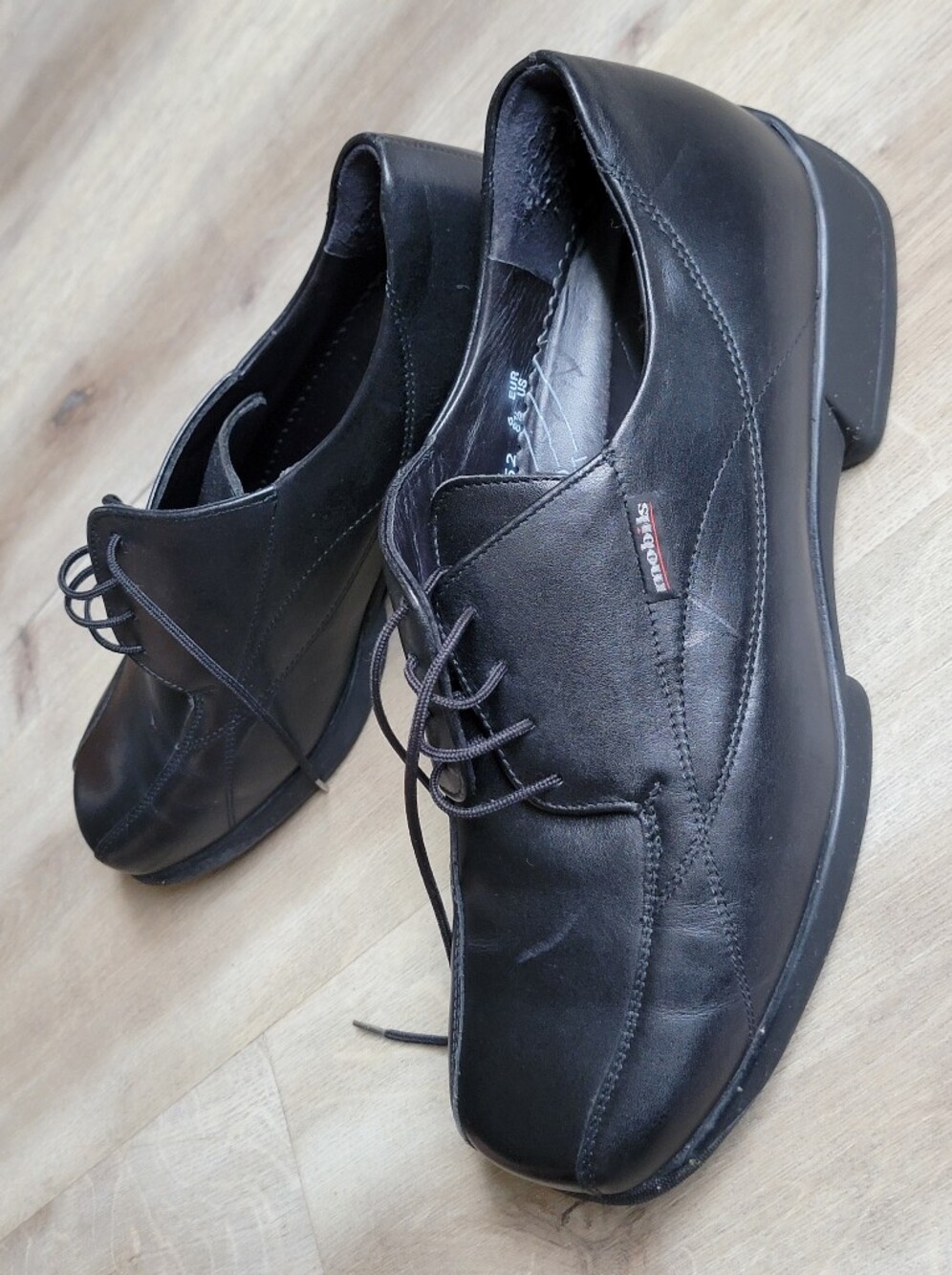 Mobils by Mephisto Air-Relax Black Leather Comfort Derby Shoes US 8.5 EUR 6